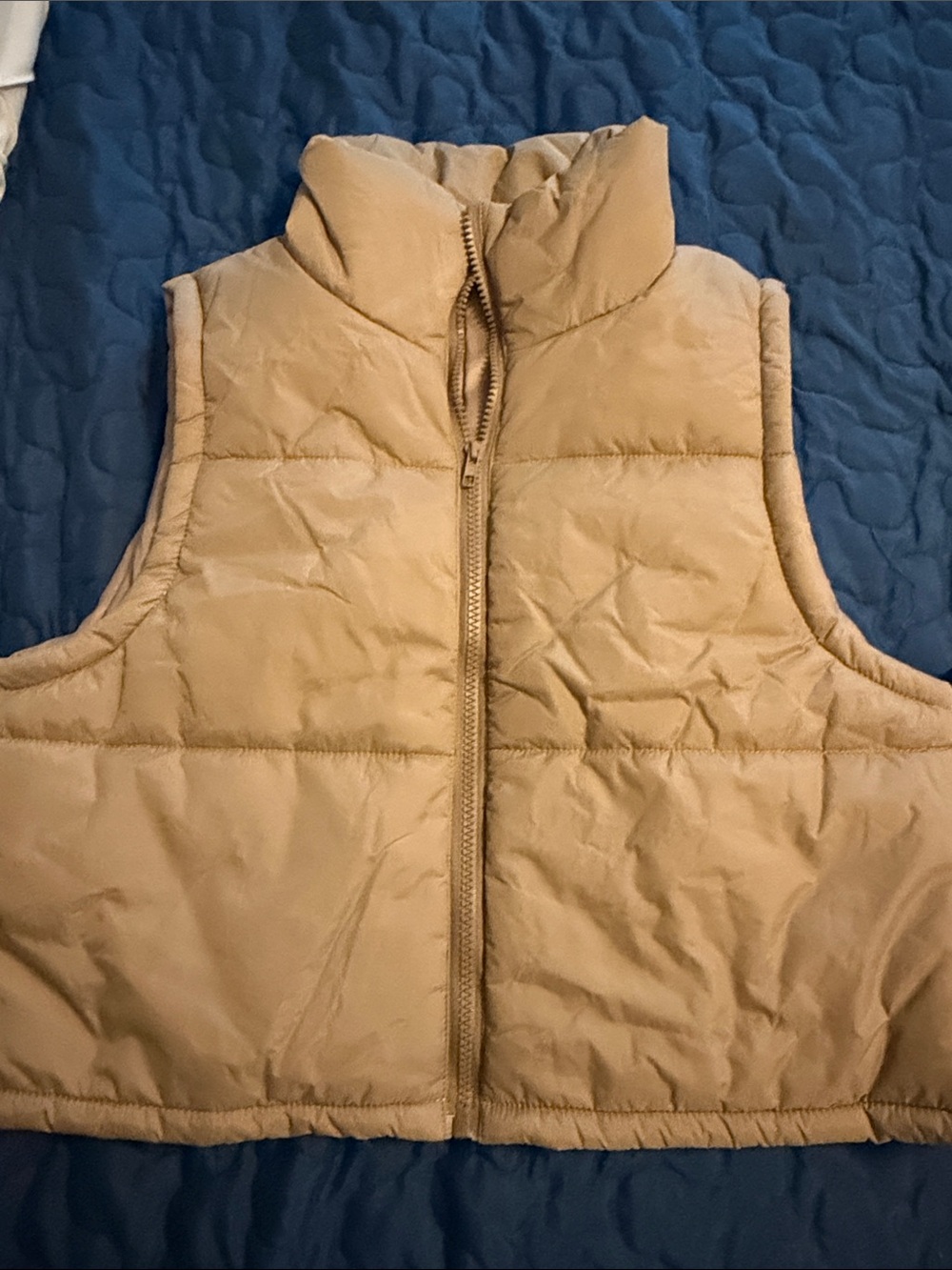Quilted Puffer Vest Set in Tan & Cream - Picture 5 of 6